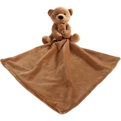 Apricot Lamb Stuffed Animals Security Blanket Brown Teddy Bear Infant Nursery Character Blanket Luxury Snuggler Plush(Brown Bear, 13 Inches)