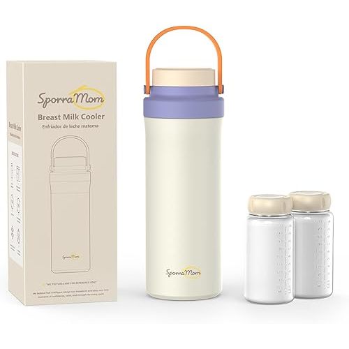 Breastmilk Cooler, Portable Breast Milk Cooler Bottle for Outdoor, 22oz Large Capacity Travel Breastmilk Chiller with 2 Pack Baby Bottles for Breastmilk Storage, Keep Cooling 24H (Purple)