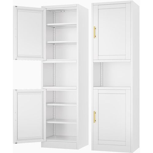 Tall Narrow Storage Cabinet 66.93" H Tall Bathroom Cabinets Metal Pantry Cabinet, 4 Adjustable Shelves for Kitchen, Home Office, Living Room, Dinning Room (16 inches Wide White)