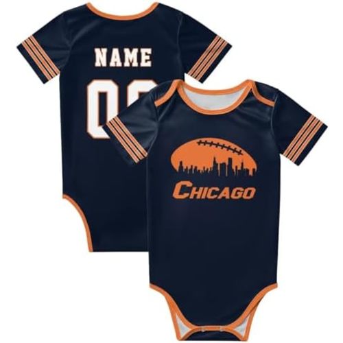 Custom Football Style Baby Clothes,Personalized Baby Name Number for Newborn Infants Bodysuit Gift 0-24 Months