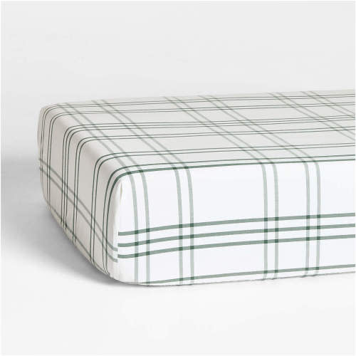 Stax Pine Green 100% Organic Cotton Baby Crib Fitted Sheet