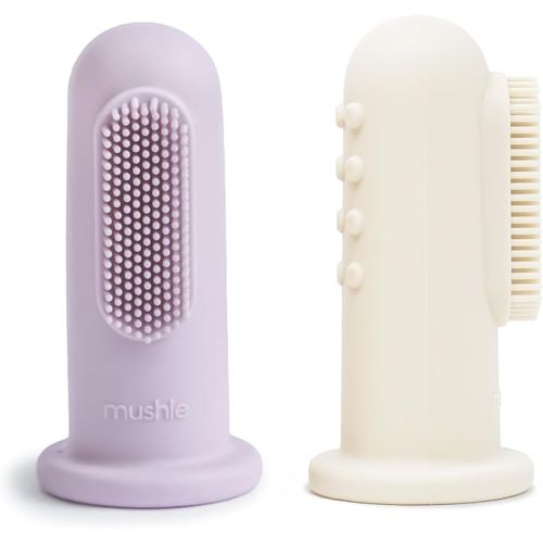 mushie Baby Finger Toothbrush (Soft Lilac/Ivory) 2-Pack