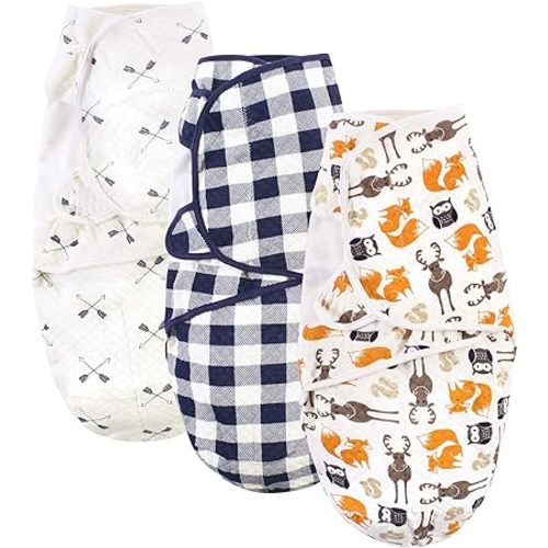 Hudson Baby Unisex Baby Quilted Cotton Swaddle Wrap 3pk, Boy Forest, 0-3 Months