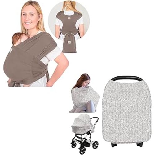 KeaBabies Baby Wraps Carrier, D-Lite Baby Wrap and Car Seat Covers for Babies - Easy-Wearing - Nursing Cover, Baby Car Seat Cover - Adjustable Baby Sling Carrier - Baby Carrier Newborn to Toddler
