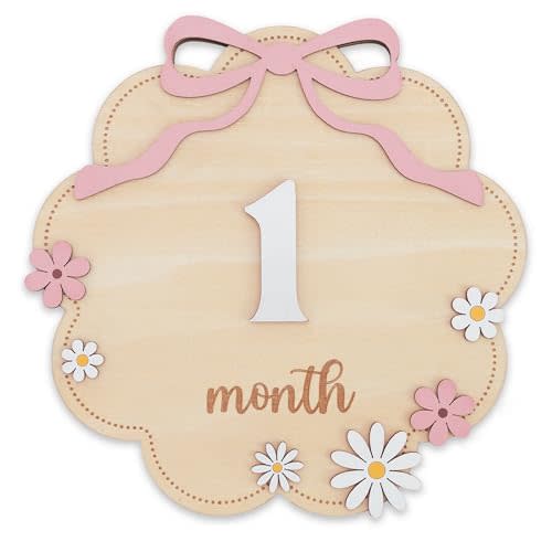 Baby Girl Monthly Milestone Sign, Newborn Photography Props, 1-12 Monthly Baby Milestone Girl, Floral Baby Girl Growth Tracker Nursery Decor