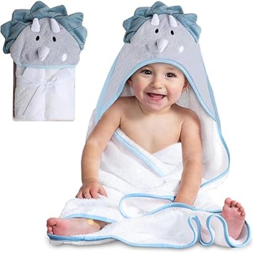 Mother's Choice Baby Towel with Hood - 100% Cotton Ultra Soft and Absorbent (33x33in) Large Baby Bath Towel for Newborn and Infant, Toddler Bath Towel for Boys and Girls (Dinosaur)