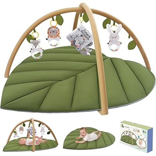 Looxii Baby Play Gym Acitivity Mat Tummy Time Mat Washable Soft and Thick Baby Activity Mat with Detachable Toys Promote Motor Skiils Sensory Development for Toddler Infant