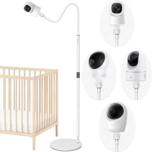Baby Monitor Floor Stand Holder Mount Compatible with eufy E30 / E220 / C220 / E21/ E110 / C2110 / T8417/ T8354/ T8300 Cameras Adjustable Height and Stable Base Flexible Baby Cameras Holder