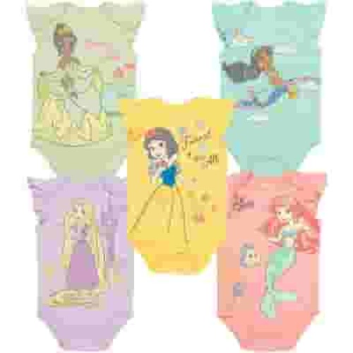 Disney Princess Rapunzel Snow White Jasmine 5 Pack Bodysuits Newborn to Infant