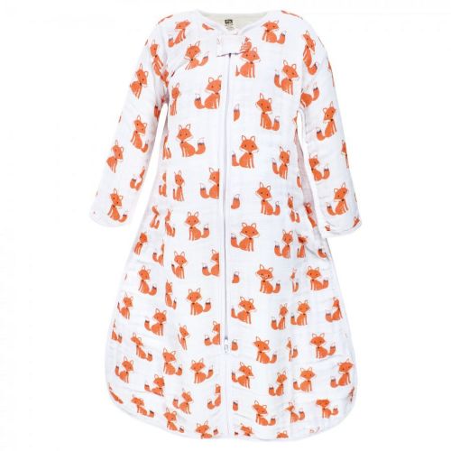 Hudson Baby Infant Boy Long Sleeve Muslin Sleeping Bag, Wearable Blanket, Sleep Sack, Foxes, 0-6 Months
