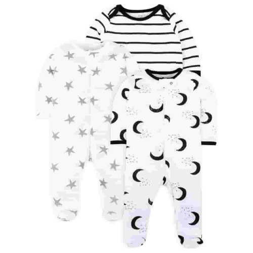 Little Star Organic Baby Unisex 3Pk Sleep n Play, Size NB-9M