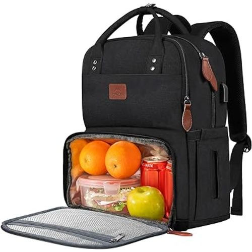 MATEIN 17 Inches Lunch Backpack, Extra Large Lunch Box with Insulated Cooler Compartment, Water Resistant Laptop Backpack with USB Charging Port for College Work Picnic Beaches