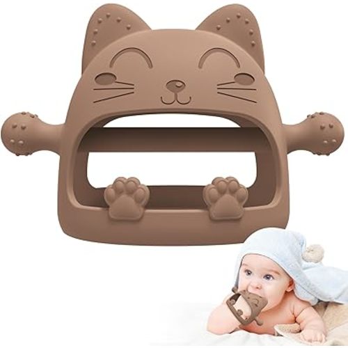 Baby Teether-Teething Toys for Babies 6-12 Months-Baby Must Haves for Teething Relief, Hand Teethers for Babies,Teething Mitt with Cute Cat Shape Baby Toys 6 to 12 Months,Ideal Gifts for Baby Shower