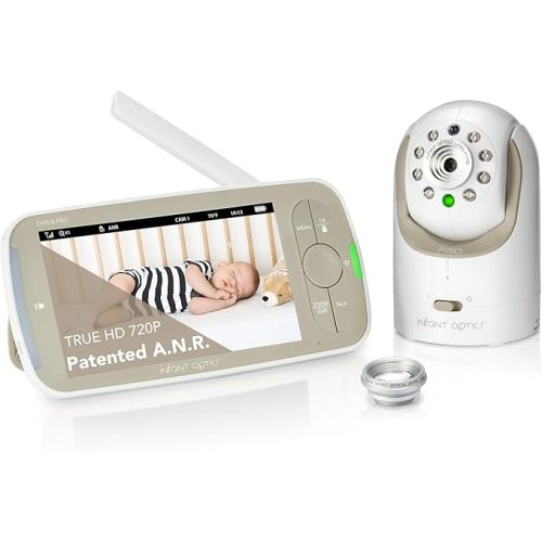 Infant Optics DXR-8 PRO Video Baby Monitor, 720P HD Resolution 5" Display, Patented A.N.R. (Active Noise Reduction), No WiFi, Pan Tilt Zoom, and Interchangeable Lenses