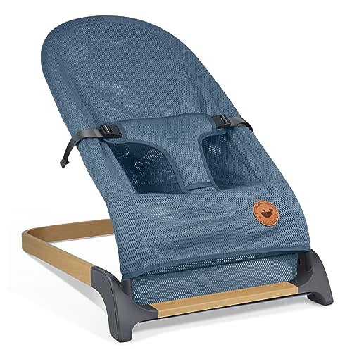 ANGELBLISS Baby Bouncer, Portable Bouncer Seat for Babies, Infants Bouncy Seat with Mesh Fabric, Natural Vibrations (Blue)