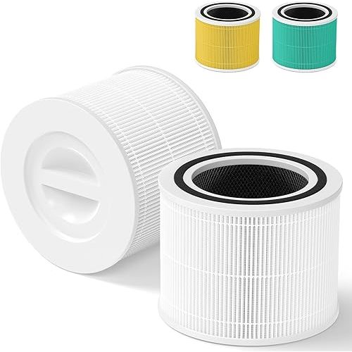 Core 300 Replacement Filter for LEVOIT Core 300, Core 300-P, Core 300S Vortex Air Air Purifier, 3-in-1 H13 Grade True HEPA Filter Replacement 2 Pack, Compare to Part No. Core 300-RF (White)