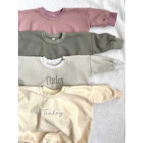 Waffle Knit Bubble Romper // Baby Bubble Sweatshirt // Toddler Bubble