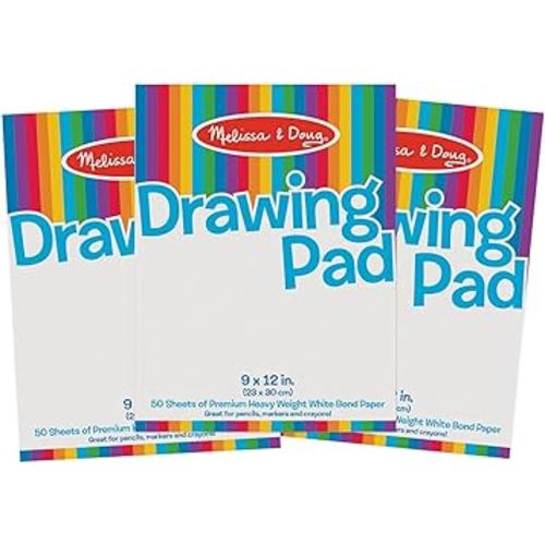 Melissa & Doug Drawing Paper Pad (9 x 12 inches) - 50 Sheets, 3-Pack - FSC Certified