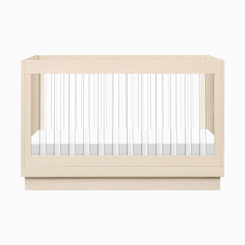 babyletto Harlow Acrylic 3-in-1 Convertible Crib with Toddler Bed Conversion Kit - Washed Natural/Acrylic