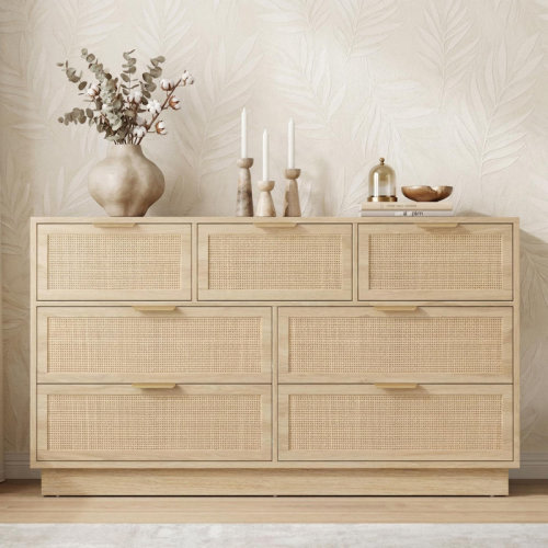 Dakota Fields 7 Drawer Dresser, 55in Wide 7 Chest of Drawers with Metal Handles and Wooden Sturdy Base for Bedroom Living Room Nursery & Reviews | Wayfair