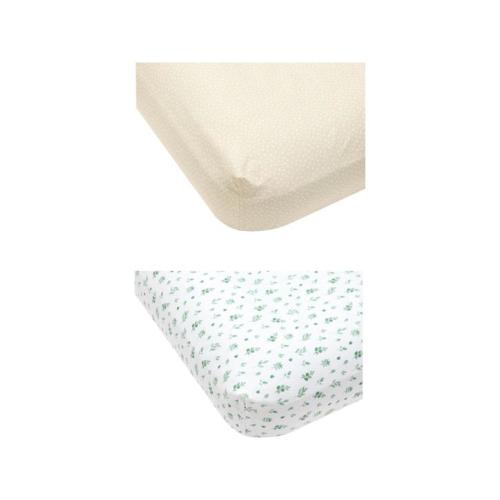 2 Pack Cotton Fitted Cot Sheets - Foliage - One Size