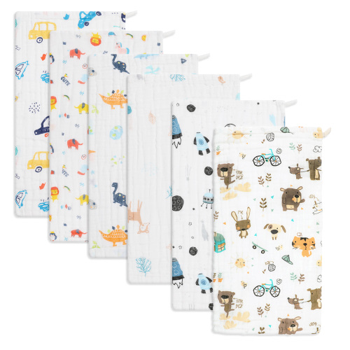 6 Pack Muslin Burp Cloths for Boys and Girls, 100% Cotton, Large 20''X10'', 6 Layers, Super Soft and Absorbent