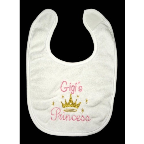 Gigi’s Princess custom embroidered bib