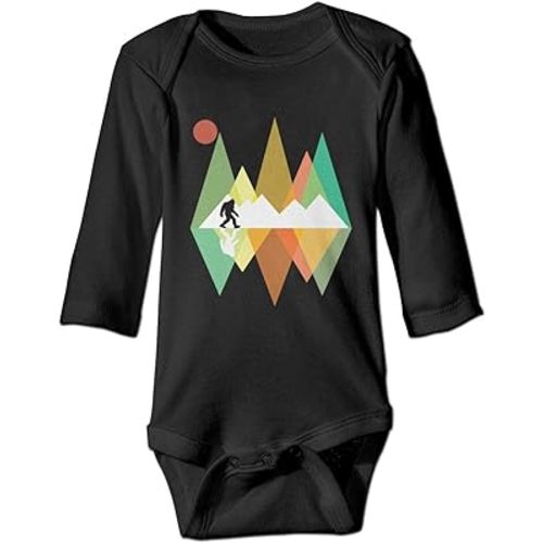 Mountains Bigfoot Cute Baby Boy/Girl Long Sleeve Bodysuit Infant Rompers Onesies Black