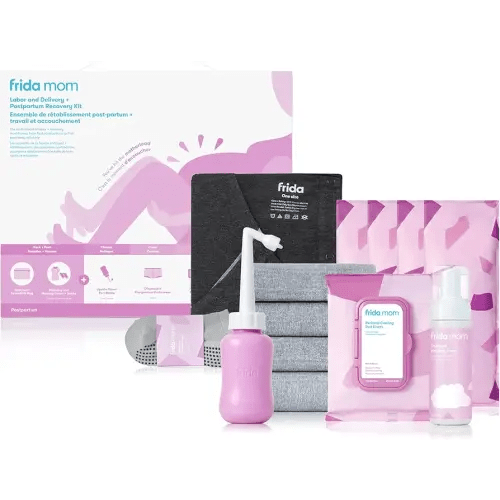 Frida Mom Labor, Delivery, & Postpartum Kit, Baby Shower Gifts, Socks, Peri Bottle, Nursing Gown, Disposable Underwear, Ice Maxi Pads, Pad Liners, Perineal Foam, Toiletry Bag (15pc Gift Set)