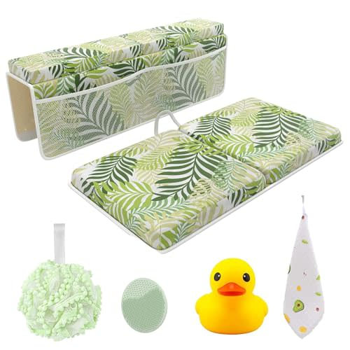 Sleepah Bath Kneeler and Elbow Kneeling Rest Pad Set for Baby Bathing – Waterproof Soft Memory Foam Mat Organizer Babies & Toddler Bathing Time Toys Sponge (Foral)