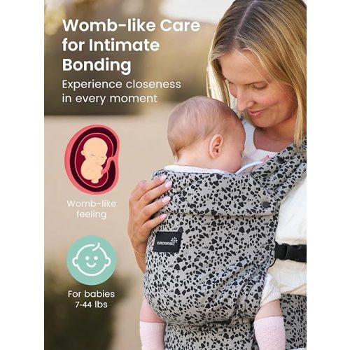 GROWNSY Baby Carrier Newborns to Toddlers, Ergonomic Baby Toddler Carrier Wraps with Head Support, Easy to Wear, Infant Carrier Baby Gift, Travel and Hiking Friendly, 7 to 44 lb (Gray-Leopard)