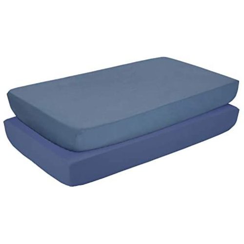 TILLYOU Silky Soft Microfiber Crib Sheets Set, Breathable Cozy Toddler Sheets Set for Boys, 28 x 52in Fits Standard Crib & Toddler Mattress, 2 Pack Navy & Gray Blue