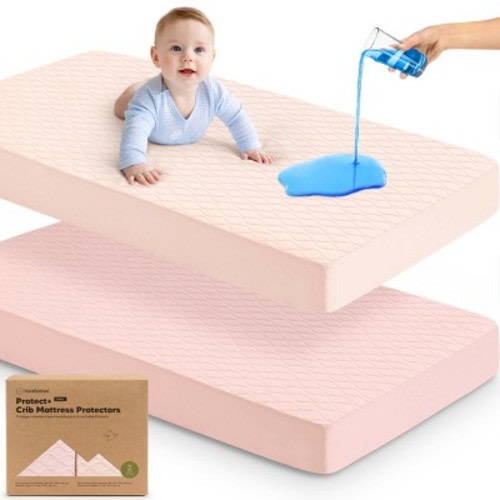 Mavy Protect+ Waterproof Crib Mattress Protector Covers, Quilted Cotton Baby Mattress Topper, Toddler Crib Sheets