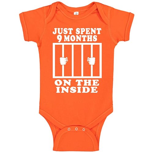 Reaxion Funny Cute Baby Boy Girl Handmade Clothes | Just Spent 9 Months On The Inside Bodysuits