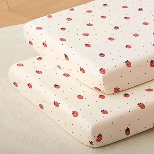 SDY Strawberry Crib Sheet,2Pk Baby Fitted Crib Sheet,Cute Toddler Bed Sheets for Girls and Boys,Jersey Sheet 28" x 52"Fits Crib and Toddler Bed mattresses(Sweet Strawberry)