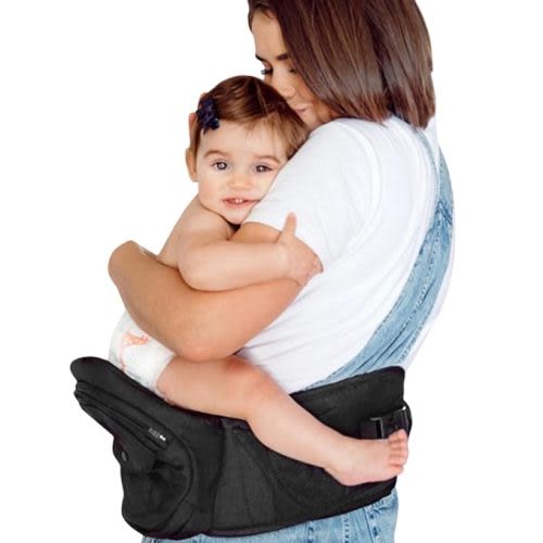 Tushbaby - Safety-Certified Hip Seat Baby Carrier - Mom’s Choice Award Winner, Seen on Shark Tank, Ergonomic Carrier & Extenders for Newborns & Toddlers (Carrier, Black)