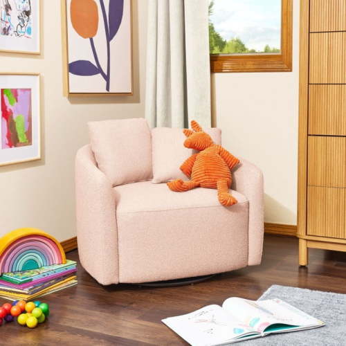 Beautiful Drew Kids Accent Chair by Drew Barrymore, Rose Bouclé Fabric