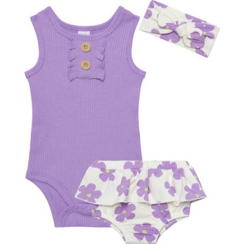 Ribbed Bodysuit, Skirted Bloomers & Headband Set