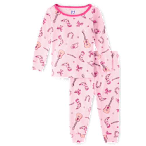 Baby And Toddler Girls Long Sleeve Bow Cowgirl Snug Fit Cotton Pajamas - PINK | The Children's Place