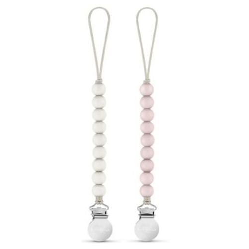 Beaded Pacifier Clip Holder For Baby Boys And Girls - Ballet Slippers + Sugar Swizzle, 2 Pack