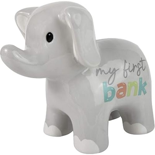 My Baby’s First Bank Piggy Bank – Ceramic Animal Bank and Nursery Piggy Bank for Baby Boys, Girls, Toddlers, and Kids (Elephant)
