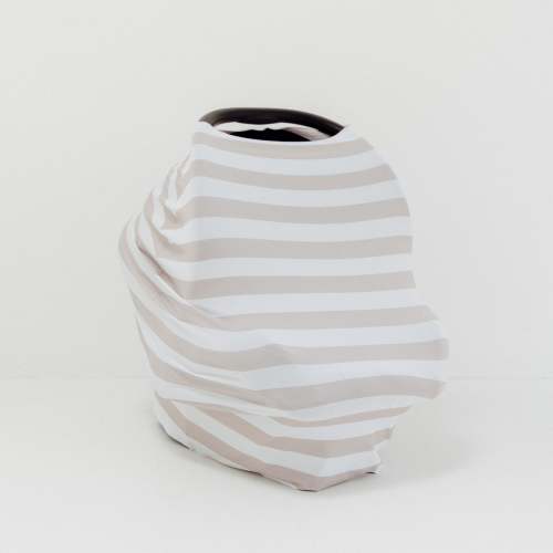 Seashell Stripe Beige 6-In-1 Multi-Use Cover  | Includes Free Top Knot Beanie