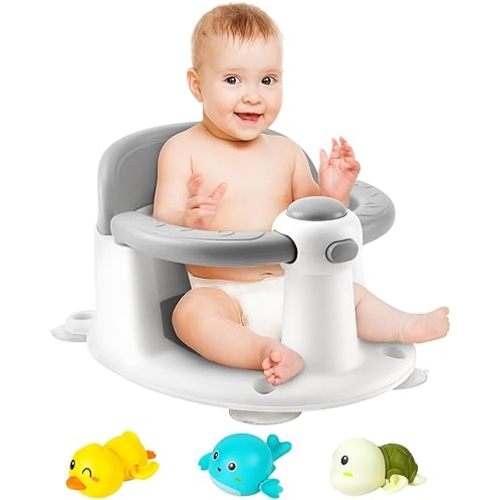 Baby Bath Seat, Infant/Toddler Sit Up Bathtub Seat For Baby 6-12-24 Months, Baby Bath Essentials, Great Baby Shower Gifts For Newborn And New Mothers
