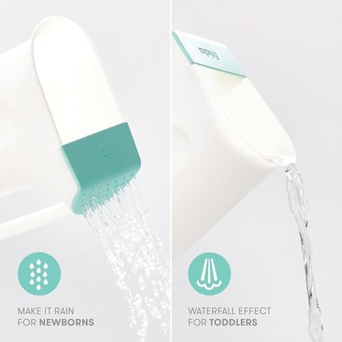 Frida Baby Control The Flow Bath Rinse Cup | Rinser Cup to Wash Hair + Body | Rinser Cup for Bath Time with Easy Grip Handle + Removable Rain Shower - Control The Flow Rinser