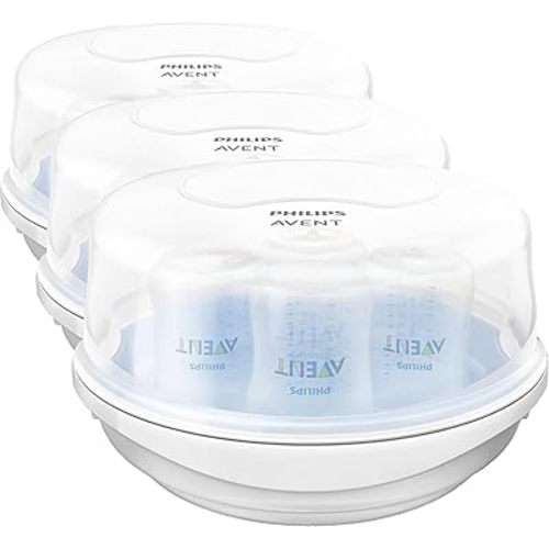 Philips AVENT Microwave Steam Sterilizer for Baby Bottles, Pacifiers, Cups and More, SCF281/05 (Pack of 3)