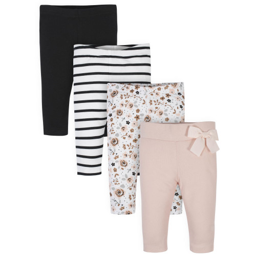Gerber Baby Girl Pants, 4-Pack (Newborn-24M)