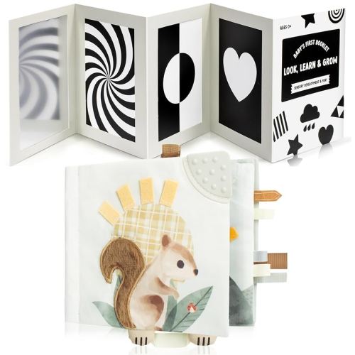ZICOTO High Contrast Tummy Time Toy/Sensory Book for Babies 0-6 Months