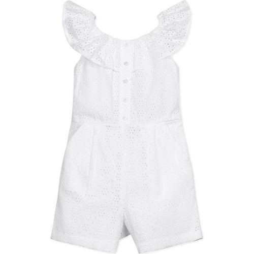Baby Girls' Organic Eyelet Ruffle Romper, Infant, 12-18M