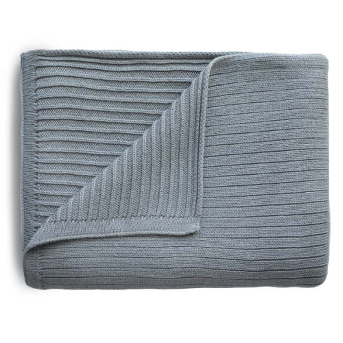 Mushie Knitted Ribbed Baby Blanket - smoke