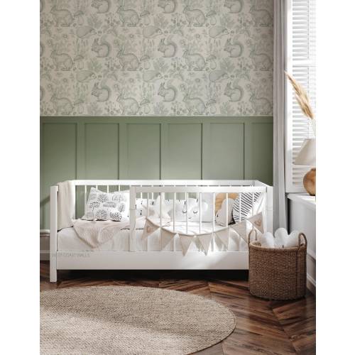 Whimsical Woodland Animals Wallpaper / Sketched Animals Wallpaper / Nursery Decor / Animal Accent Wall / Nursery Wallpaper